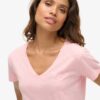 Slub Embroidered V-Neck T-Shirt