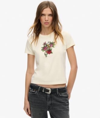 Small Tattoo Rhinestone Fitted T-Shirt