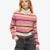 Stripe Cropped Roll Neck Jumper