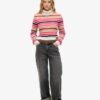 Stripe Cropped Roll Neck Jumper
