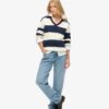 Stripe Oversized Cable V Neck Jumper