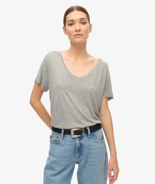 Studios Slub Embroidered V-Neckline T-Shirt Studios Slub Embroidered V-Neckline T-Shirt