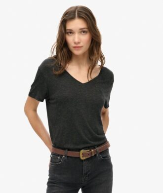 Studios Slub Embroidered V-Neckline T-Shirt