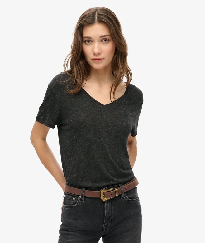 Studios Slub Embroidered V-Neckline T-Shirt Studios Slub Embroidered V-Neckline T-Shirt