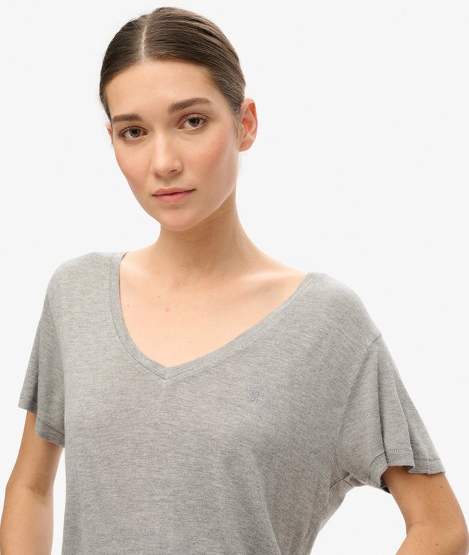 Studios Slub Embroidered V-Neckline T-Shirt Studios Slub Embroidered V-Neckline T-Shirt
