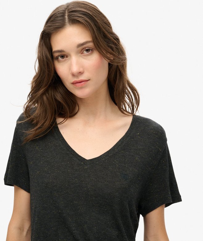 Studios Slub Embroidered V-Neckline T-Shirt Studios Slub Embroidered V-Neckline T-Shirt
