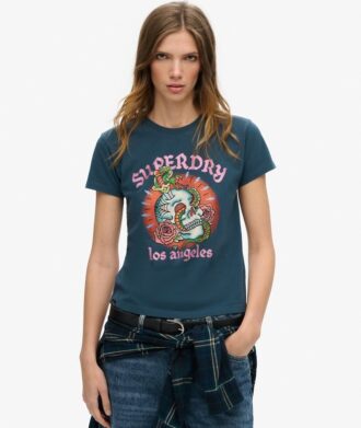Tattoo Rhinestone Fitted T-Shirt