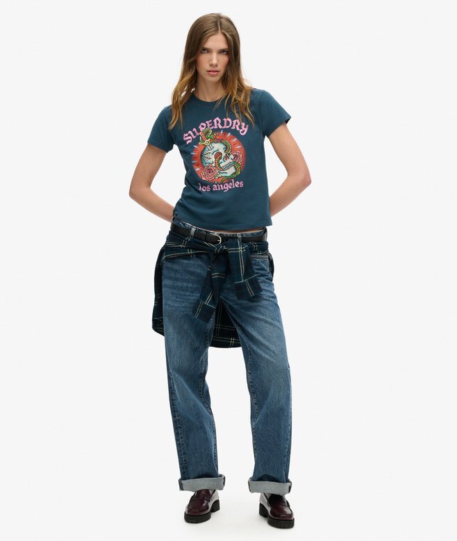 Tattoo Rhinestone Fitted T-Shirt Tattoo Rhinestone Fitted T-Shirt