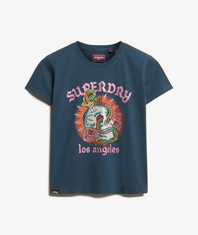 Tattoo Rhinestone Fitted T-Shirt Tattoo Rhinestone Fitted T-Shirt