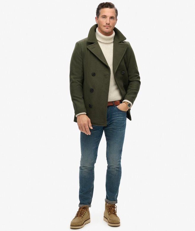 The Merchant Store – Wool Blend Pea Coat The Merchant Store – Wool Blend Pea Coat