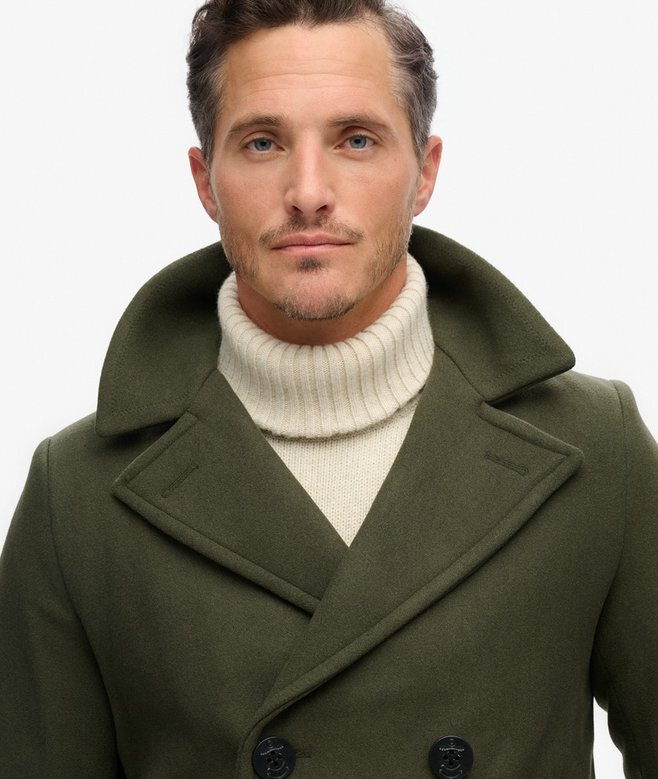 The Merchant Store – Wool Blend Pea Coat The Merchant Store – Wool Blend Pea Coat