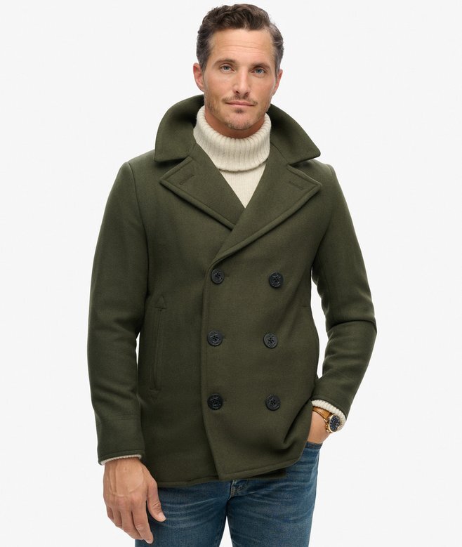 The Merchant Store – Wool Blend Pea Coat The Merchant Store – Wool Blend Pea Coat