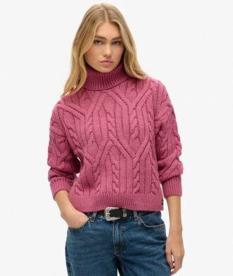 Twist Cable Knit Polo Neck Jumper
