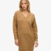 V Neck Knit Jumper Dress