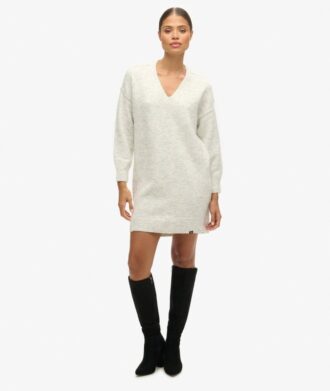 V Neck Knit Jumper Dress