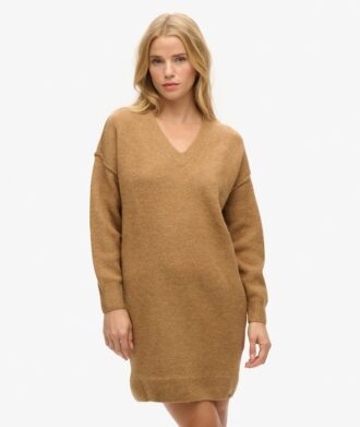 V Neck Knit Jumper Dress