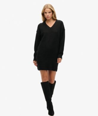 V Neck Knit Jumper Dress