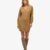 V Neck Knit Jumper Dress