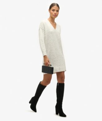V Neck Knit Jumper Dress