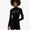 Velvet Long Sleeve Mini Dress
