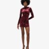 Velvet Long Sleeve Mini Dress