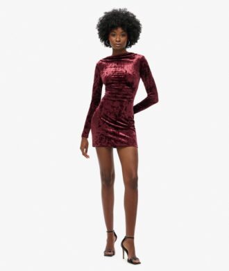 Velvet Long Sleeve Mini Dress