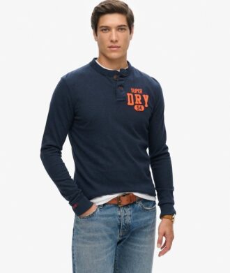Vintage Athletic Long Sleeve Henley Top