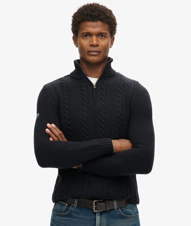 Vintage Jacob Cable Knit Half Zip Jumper Vintage Jacob Cable Knit Half Zip Jumper
