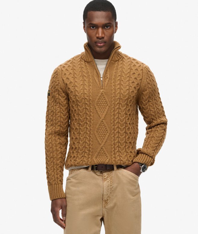 Vintage Jacob Cable Knit Half Zip Jumper Vintage Jacob Cable Knit Half Zip Jumper