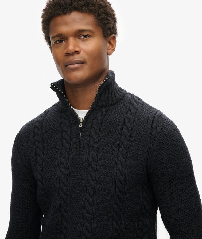 Vintage Jacob Cable Knit Half Zip Jumper Vintage Jacob Cable Knit Half Zip Jumper