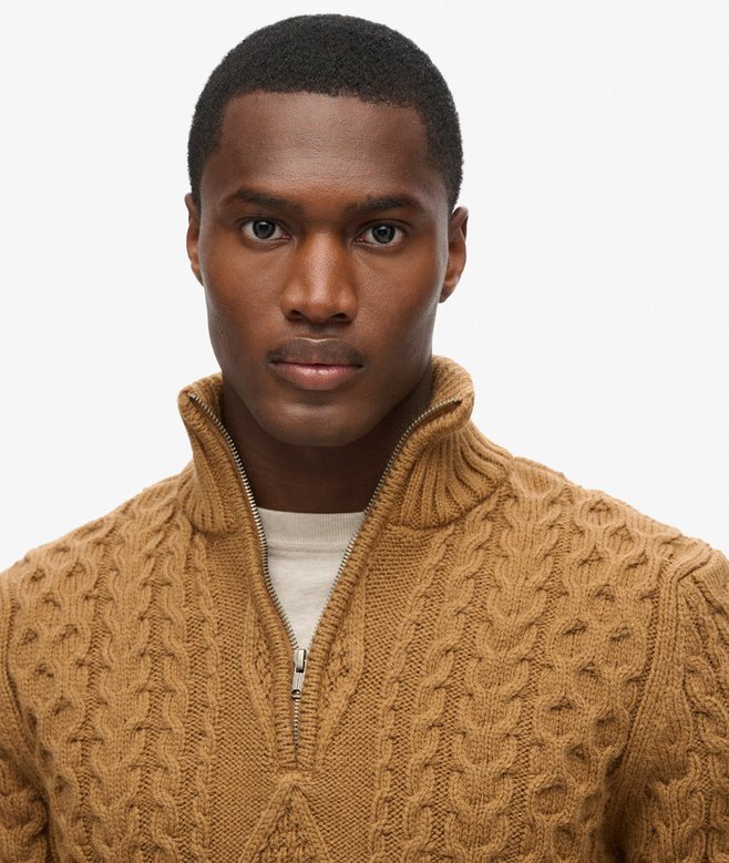 Vintage Jacob Cable Knit Half Zip Jumper Vintage Jacob Cable Knit Half Zip Jumper