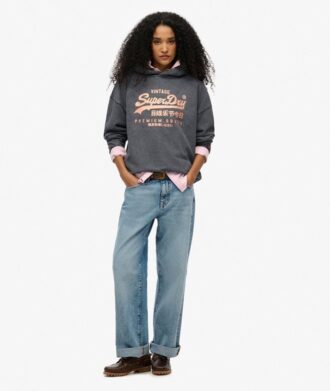 Vintage Logo Metallic Relaxed Hoodie
