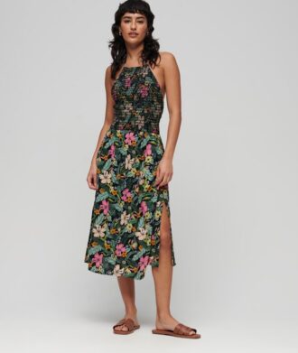 Vintage Smocked Halter Neck Dress