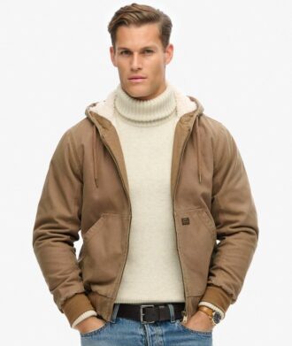 Vintage Workwear Hooded Bomber Jacket
