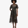 Volume Tiered Mesh Midi Dress