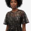 Volume Tiered Mesh Midi Dress