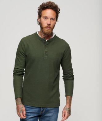 Waffle Long Sleeve Half Button Top