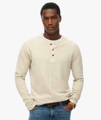 Waffle Long Sleeve Half Button Top