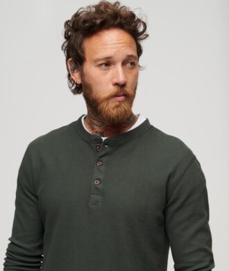 Waffle Long Sleeve Half Button Top