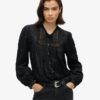 Woven Lace Long-Sleeved Blouse